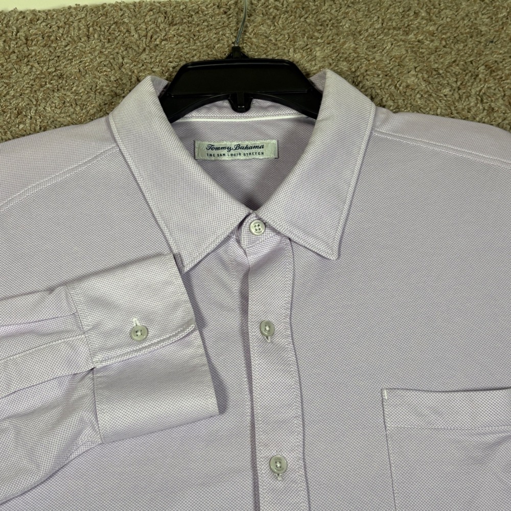 Tommy Bahama Mens San Lucio Stretch Lavender Purple Button Down Shirt XL‎